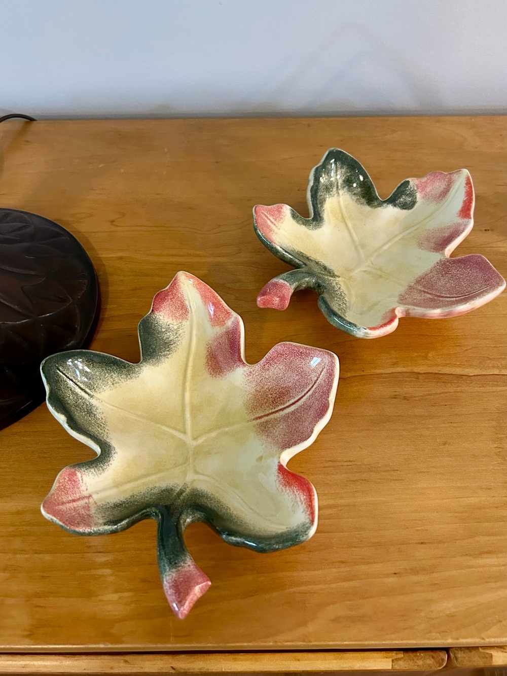 Ceramic Maple Leaf Decorative Dish - Multicolor